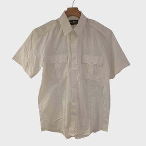 Law Pro Uniform Shirt Pilot Police White Short Sleeve 16-16.5 Large NEW